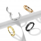 Čierny segment kruh s hrotmi - helix / cartilage / tragus piercing