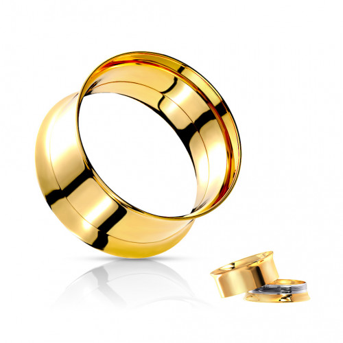 Pozlátený skrutkovací oceľový tunel do ucha