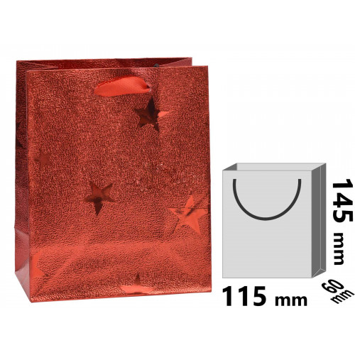 Darčeková taška červená s hviezdičkami