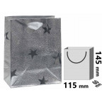 Darčeková taška strieborná s hviezdičkami