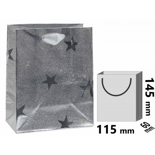 Darčeková taška strieborná s hviezdičkami