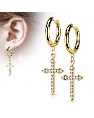 Pozlátené oceľové náušnice s krížikmi