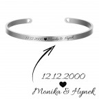 Oceľový náramok s rytinou textu, šírka 5 mm