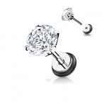 Piercingové náušnice, číry zirkón - 1 kus
