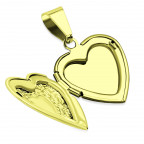 Pozlátený oceľový prívesok - medailón otvárací - srdiečko s ornamentmi