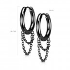 Čierne oceľové náušnice sa retiazky