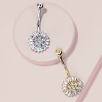 Zlatý piercing do pupka - kvietka, Au 585/1000