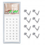 Súprava 40tich piercingov do nosa, 2mm zirkón, hr. 0,8 mm