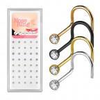 Súprava 40tich piercingov do nosa, 2,5mm kameň, hr. 0,8 mm