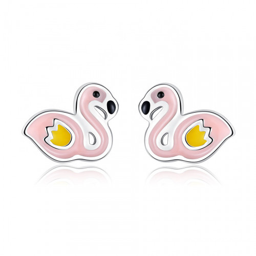 Detské strieborné náušnice plameniaky