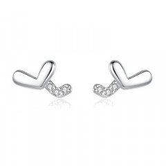 Strieborné náušnice dvojité srdiečka