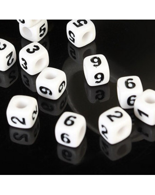 Plastová korálka kocka - číslica