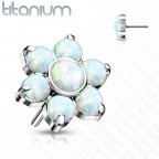 Kvietka k PUSH IN piercing do nosa TITAN, biely opál