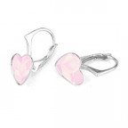 Strieborné náušnice so srdcom Crystals from Swarovski® Powder Rose