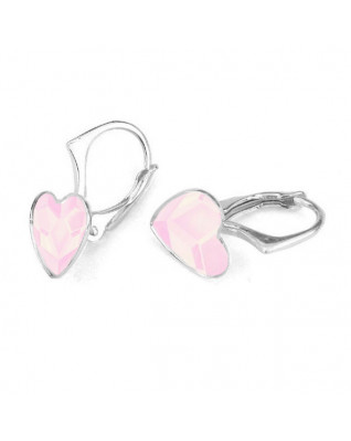 Strieborné náušnice so srdcom Crystals from Swarovski® Powder Rose