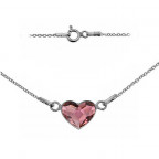 Strieborný náramok so srdcom Crystals from Swarovski® Antique Pink