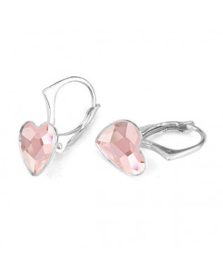 Strieborné náušnice so srdcom Crystals from Swarovski® Rosaline