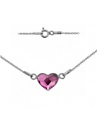 Strieborný náramok so srdcom Crystals from Swarovski® Fuchsia