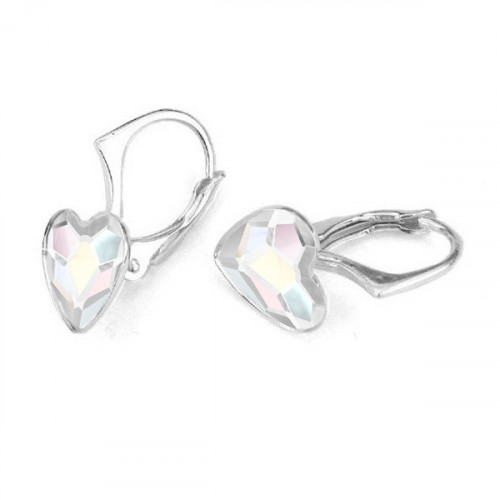 Strieborné náušnice so srdcom Crystals from Swarovski® AB