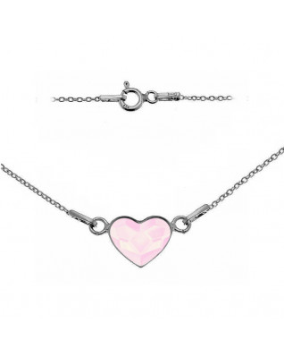 Strieborný náhrdelník so srdcom Crystals from Swarovski® POWDER ROSE