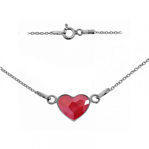 Strieborný náramok so srdcom Crystals from Swarovski® Royal Red