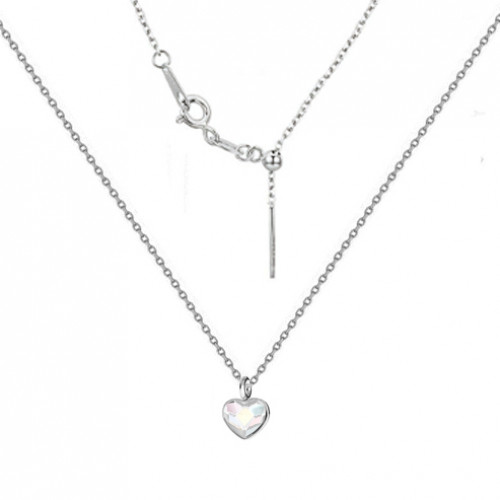 Minimalistický strieborný náhrdelník so srdcom Crystals from Swarovski, AB