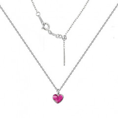 Minimalistický strieborný náhrdelník so srdcom Crystals from Swarovski® Fuchsia