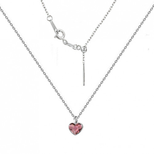 Minimalistický strieborný náhrdelník so srdcom Crystals from Swarovski, Antique Pink