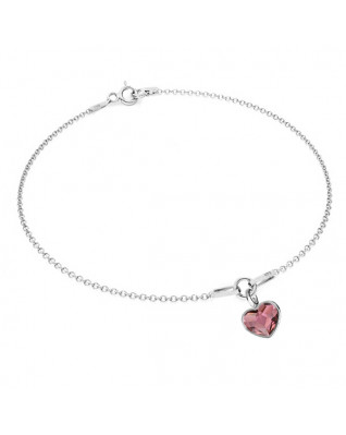 Strieborný náramok so srdiečkom Crystals from Swarovski® Antique Pink