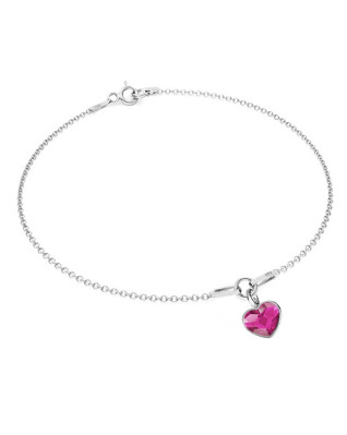 Strieborný náramok so srdiečkom Crystals from Swarovski® Fuchsia