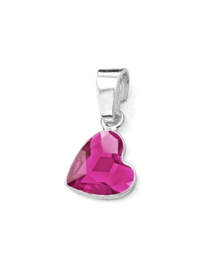 Strieborný prívesok so srdcom Crystals from Swarovski® Fuchsia