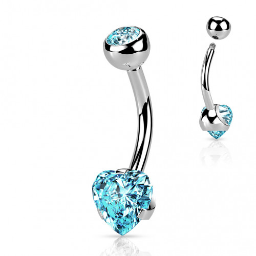 Oceľový piercing do pupku srdca