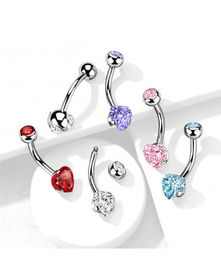 Oceľový piercing do pupku srdca