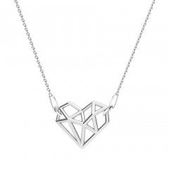 Strieborný náhrdelník origami srdca