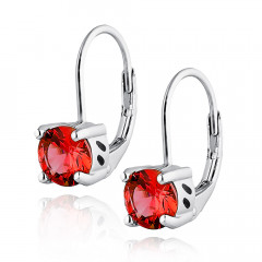 Strieborné dámske náušnice červené zirkóny