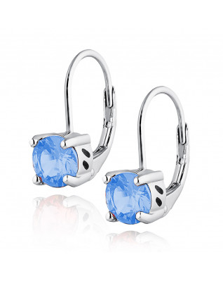 Strieborné dámske náušnice svetlomodré zirkóny