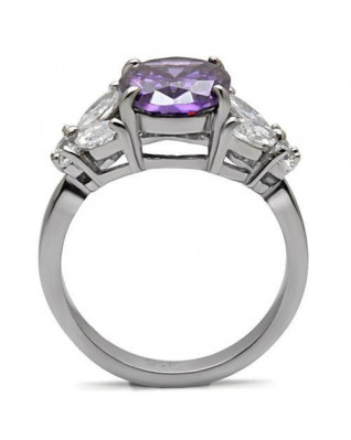 Oceľový prsteň s fialovým kameňom