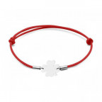 Strieborný textilný náramok so štvorlístkom