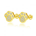 Strieborné skrutkovacie náušnice psie labky pozlátené