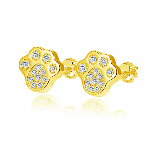 Strieborné skrutkovacie náušnice psie labky pozlátené