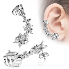 Náušnice s klipom - číre zirkóny