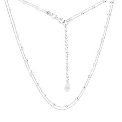 Dvojitý strieborný náhrdelník s guličkami