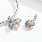 Strieborná korálka - pozlátené srdiečko