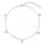 Strieborná retiazka na nohu srdiečka