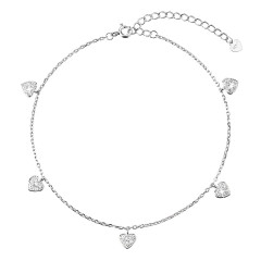 Strieborná retiazka na nohu srdiečka