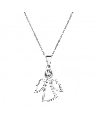Strieborný náhrdelník anjel so Swarovski kryštálom