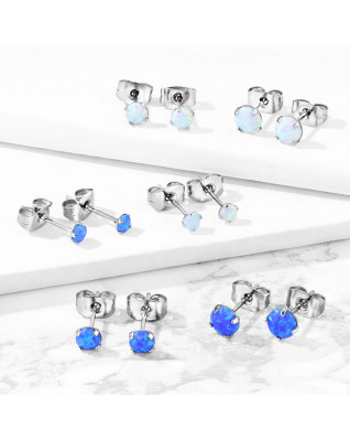Oceľové náušnice s modrými opálmi 4 mm