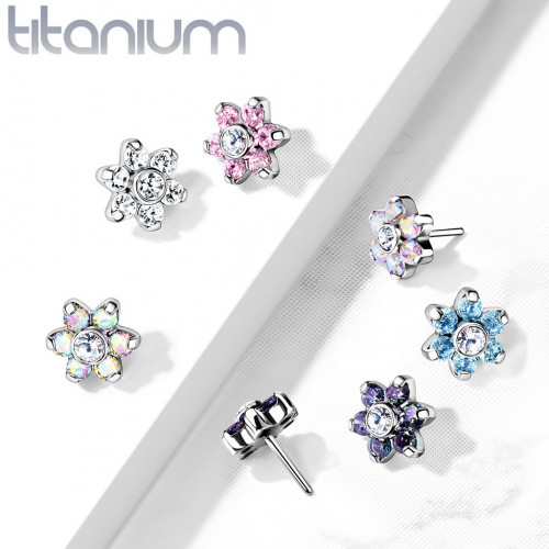 Kvietka k PUSH IN piercing do nosa TITAN, ružové zirkóny