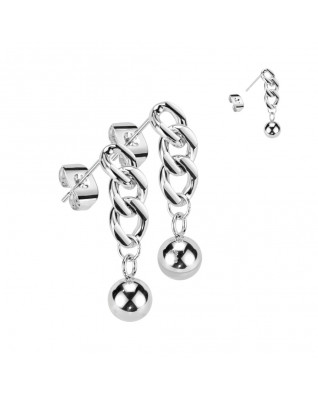 Visiace oceľové náušnice s guličkami