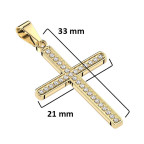 Pozlátený oceľový prívesok - kríž so zirkónmi